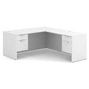 OfficeSource Laminate Double 3/4 Hanging Pedestal ''L'' Desk - 71'' x 36'' - White