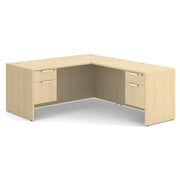 OfficeSource Laminate Double 3/4 Hanging Pedestal ''L'' Desk - 71'' x 36'' - Maple