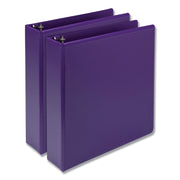 Samsill Earth's Choice Plant-based View Binders, 2" Capacity, Letter Size, 3 Round Rings, 2 Internal Pockets, Purple, Recycled, Clear Overlay, Durable, 2 Pack