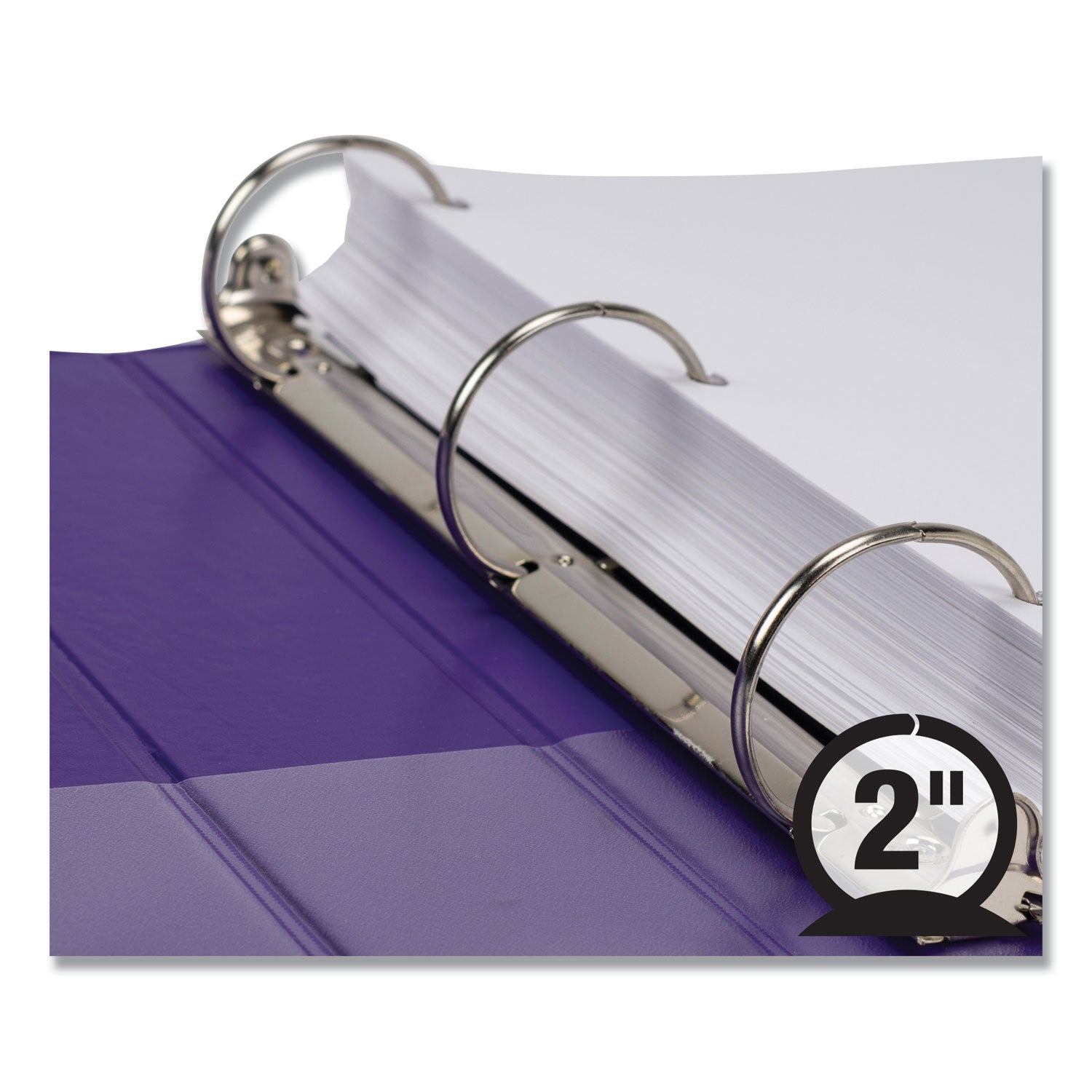 Samsill Earth's Choice Plant-based View Binders, 1 1/2" Capacity, Letter Size, 3 Round Rings, Purple, Recycled, Bio-based, PVC-free, Non-stick, Clear Overlay, 2 Pack