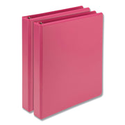 Samsill Earth's Choice Plant-based View Binders, 1" Capacity, Letter Size, 3 Round Rings, 2 Internal Pockets, Berry Pink, Durable, Clear Overlay, Recycled, 2 Pack