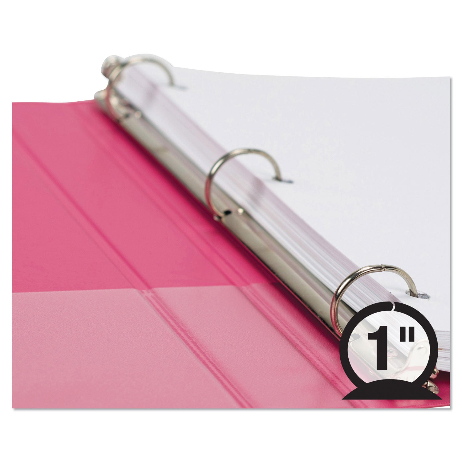 Samsill Earth's Choice Plant-based View Binders, 1" Capacity, Letter Size, 3 Round Rings, 2 Internal Pockets, Berry Pink, Durable, Clear Overlay, Recycled, 2 Pack