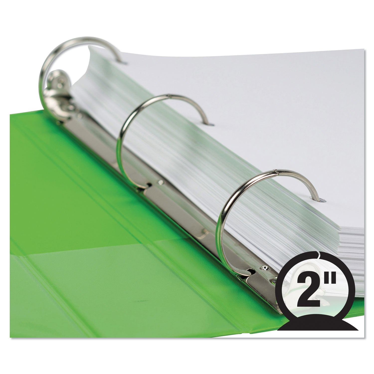 Samsill Earth's Choice Plant-based View Binders, 2" Capacity, Letter Size, 3 Round Rings, 2 Internal Pockets, Lime, Recycled, Durable, Clear Overlay, 2 Pack
