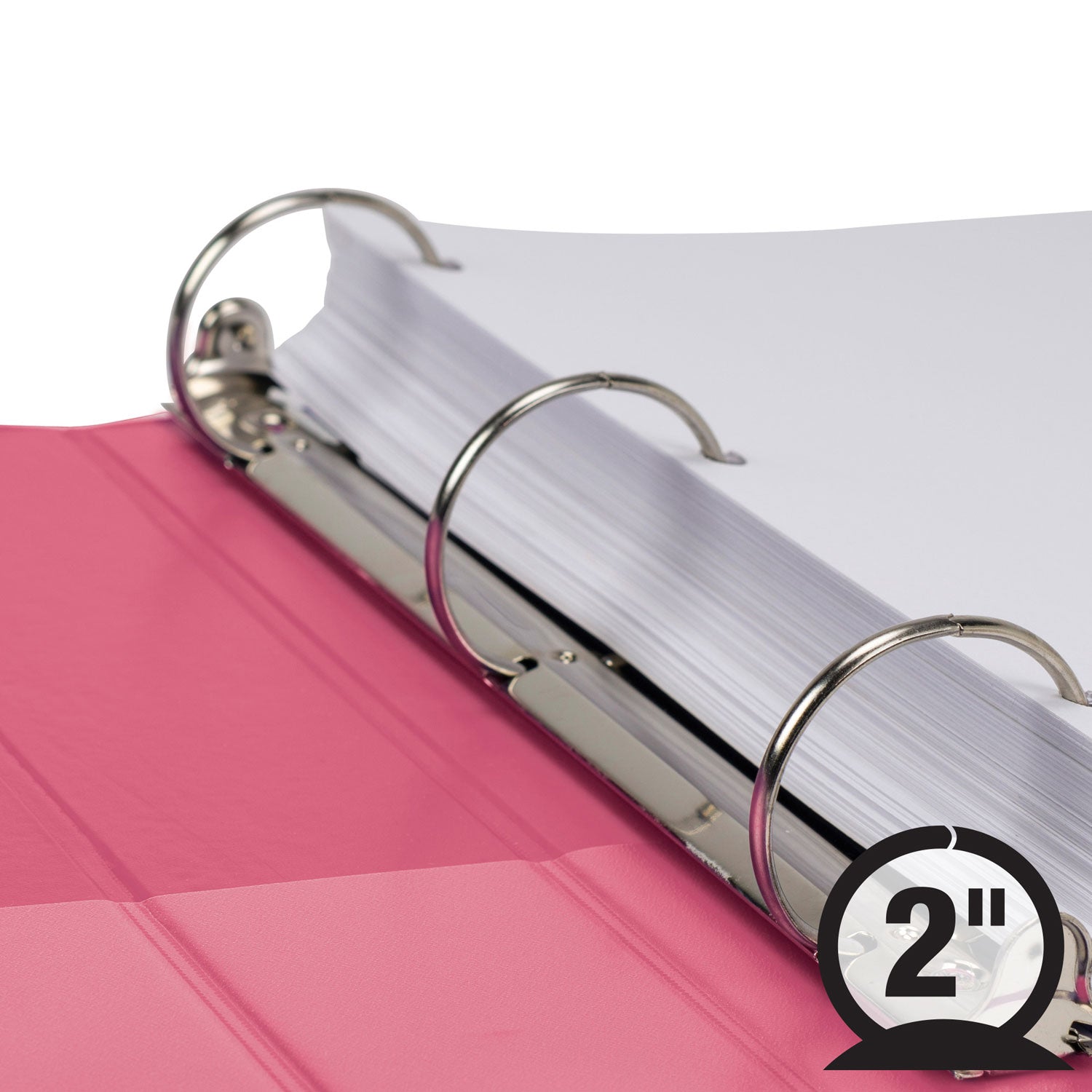 Samsill Earth's Choice Plant-based View Binders, 2" Capacity, Letter Size, 3 Round Rings, 2 Internal Pockets, Berry Pink, 2 Pack