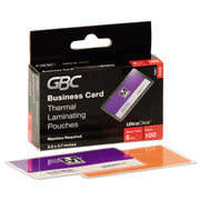 GBC Ultra Clear Thermal Laminating Pouches - Laminating Pouch/Sheet Size: 2.19" Width x 3.69" Length x 5 mil Thickness - Glossy - for Business Card - Wear Resistant, Tear Resistant - Clear - 100 / Box