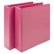 Samsill Earth's Choice Plant-based View Binders, 2" Capacity, Letter Size, 3 Round Rings, 2 Internal Pockets, Berry Pink, 2 Pack