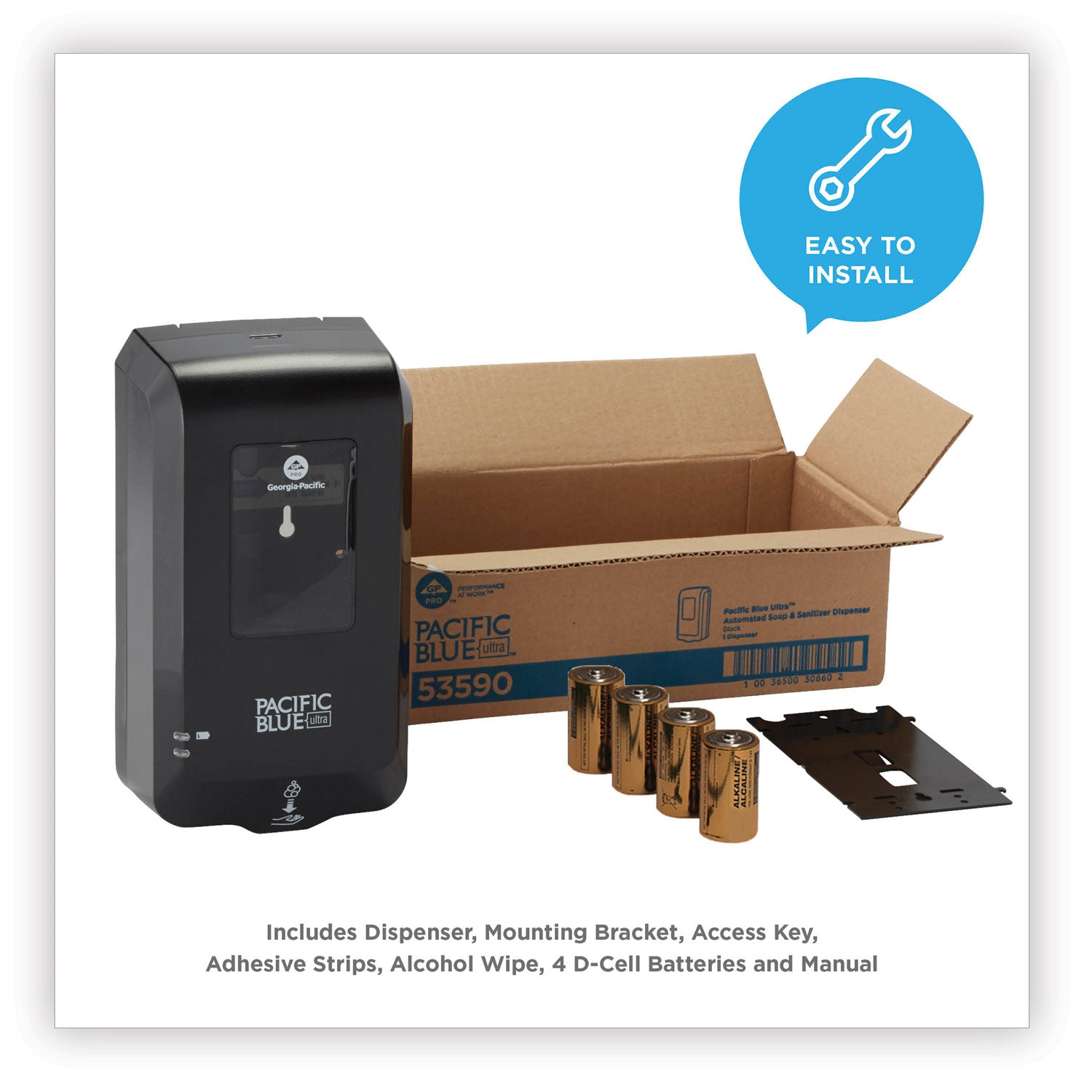 Automatic - Touch-free, Durable, Hygienic, Site Window - Black - 1 Carton