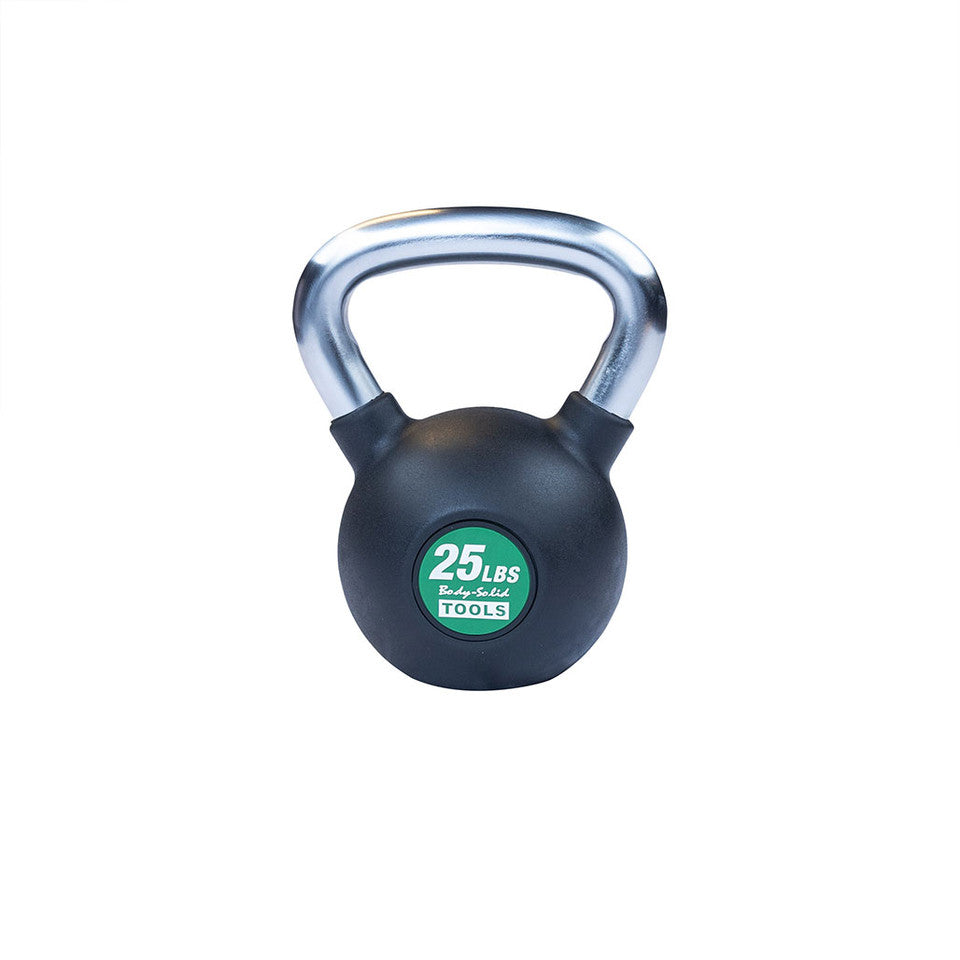 Chrome, Rubber Kettlebell 25Lb