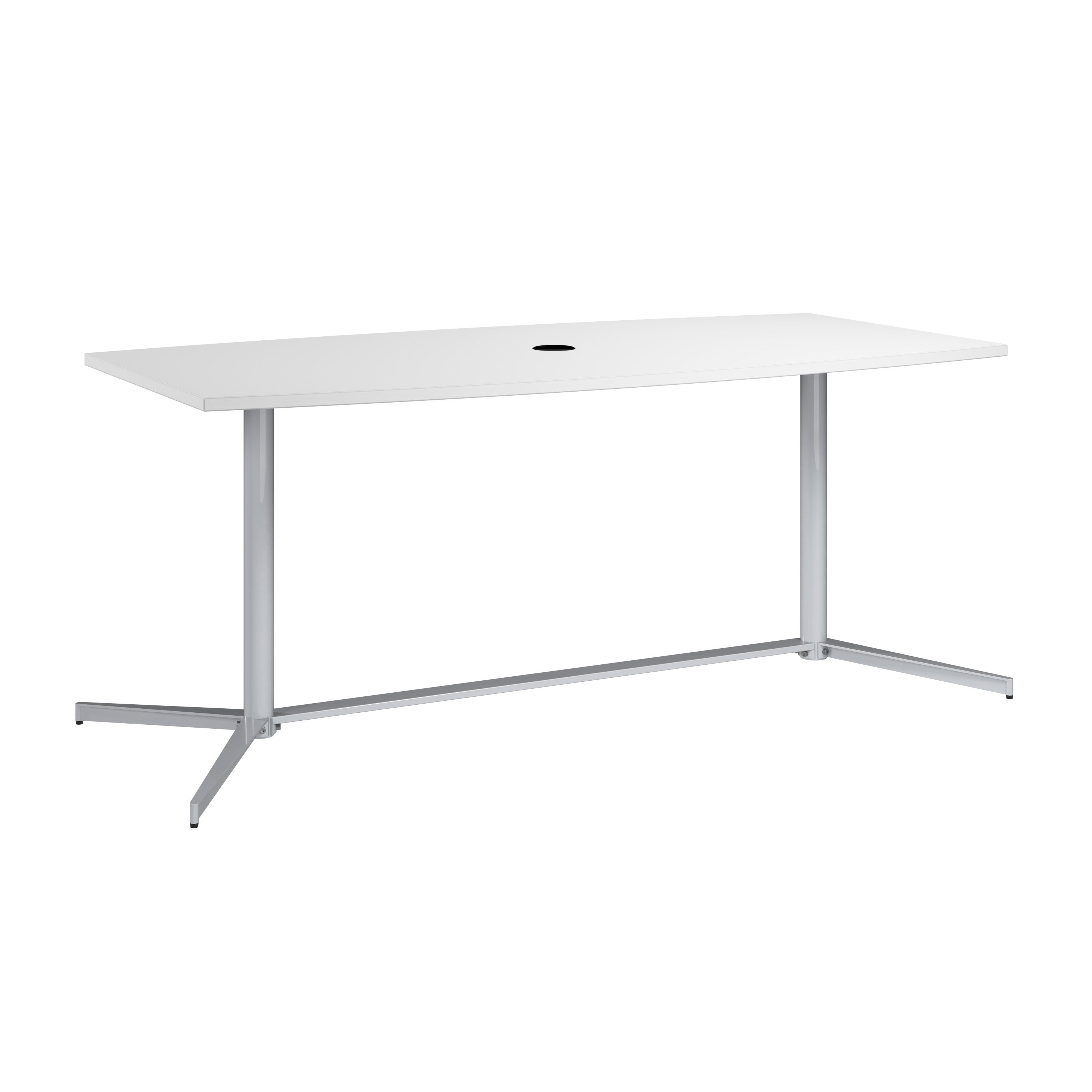 Bush Business Furniture 72-inch Office Conference Table with Metal Base in White - 73.25" Width x 35.98" Depth x 30.28" Height