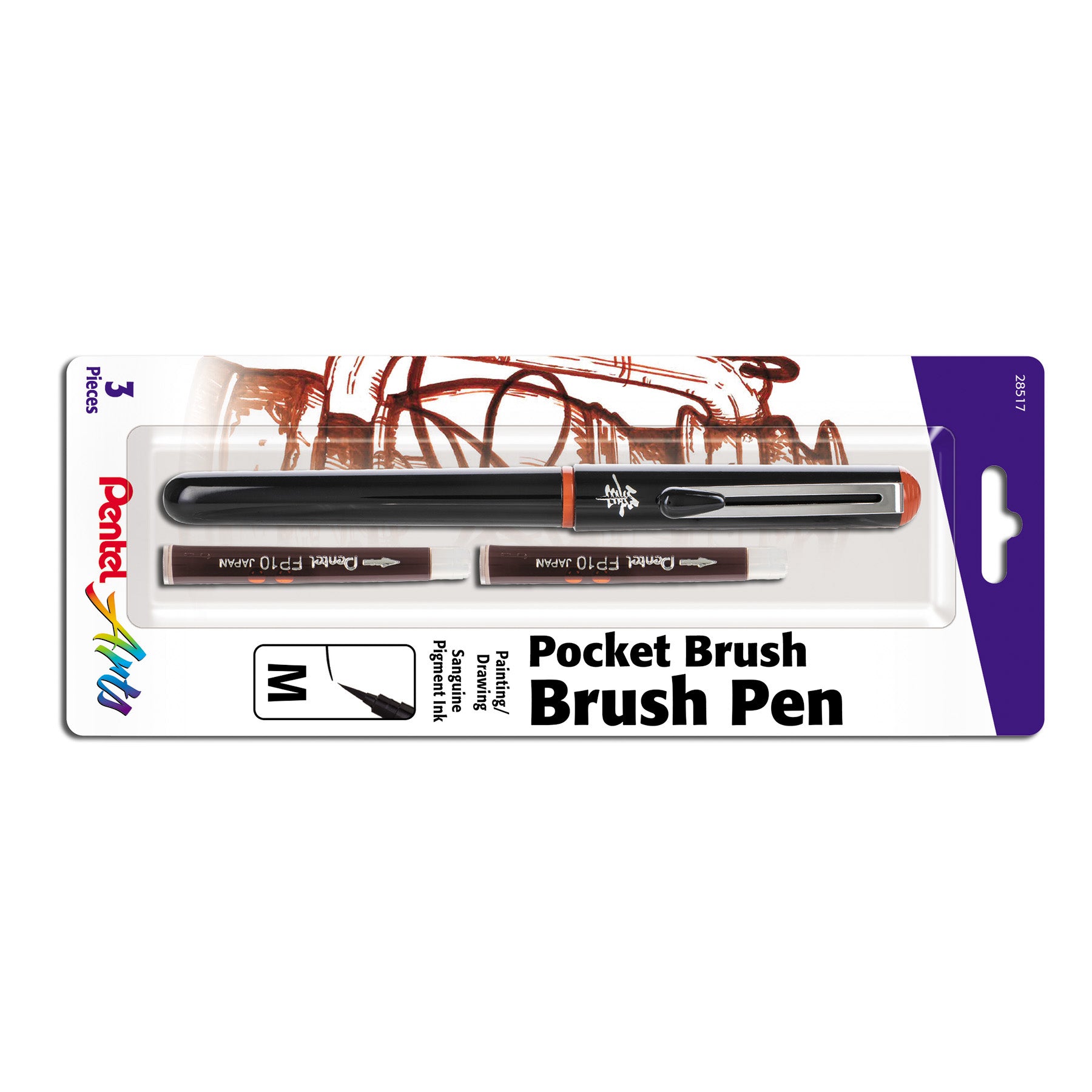 Pocket Brush Pen with 2 Sanguine Refills