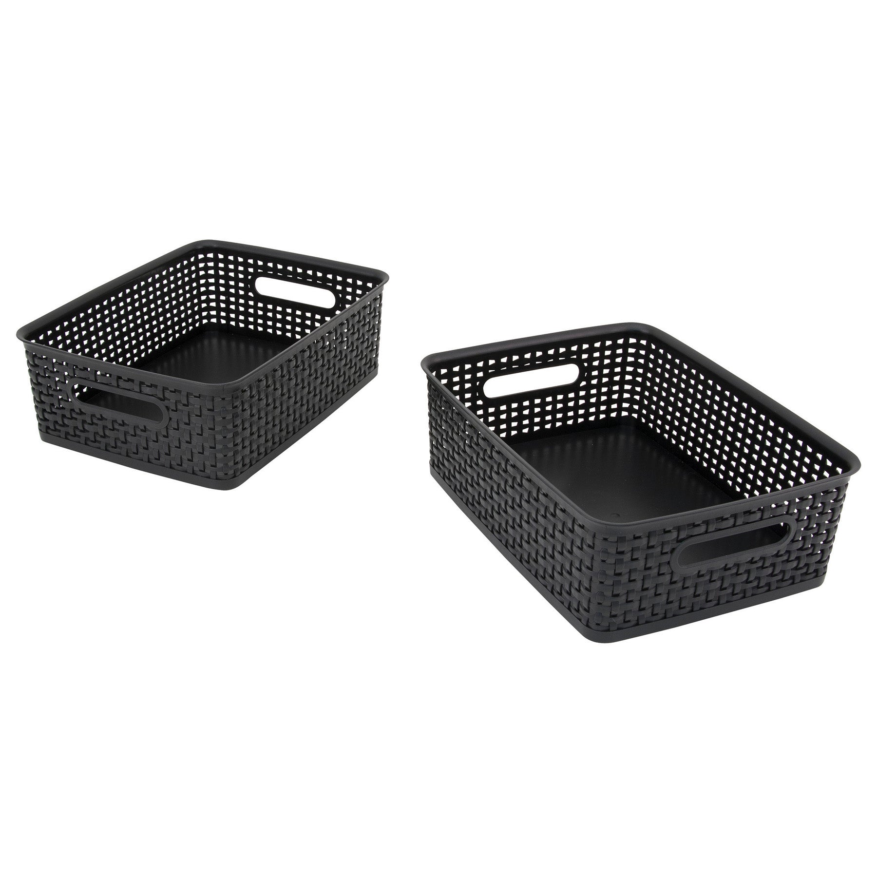 Black Plastic Weave Bins, Medium, Pack of 2