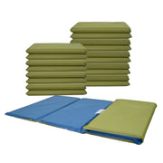 1" Angels 4 Section Folding Rest Nap Mat - Set of 10 - Sage/Deep Water Blue
