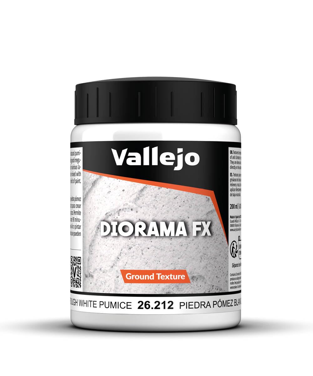 Vallejo - Diorama FX Ground Textures | Rough White Pumice 200 ml. (6.76 fl.oz.) | Premium Acrylic Color for Modelers & Miniature Enthusiasts | Exclusively Designed for Modelling