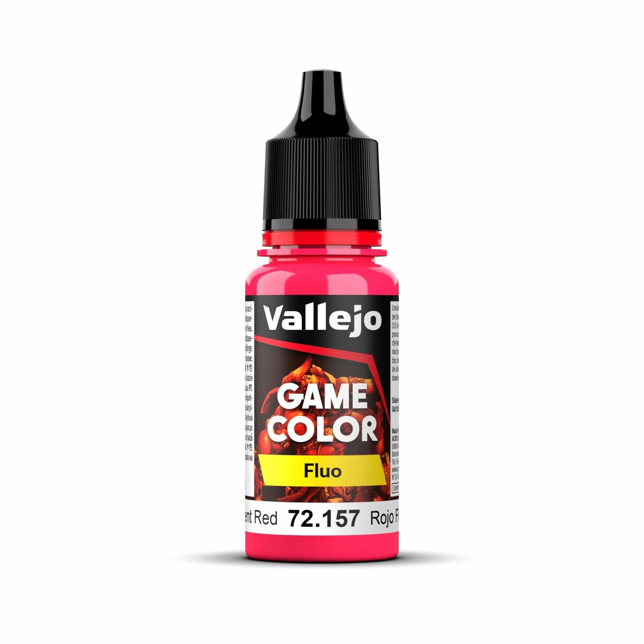 Vallejo - Game Color | Fluorescent Red Paint | Perfect for Airbrushing and Great Adhesion to Figurines and Scale Models | 18 ml (0,58 fl.oz.)