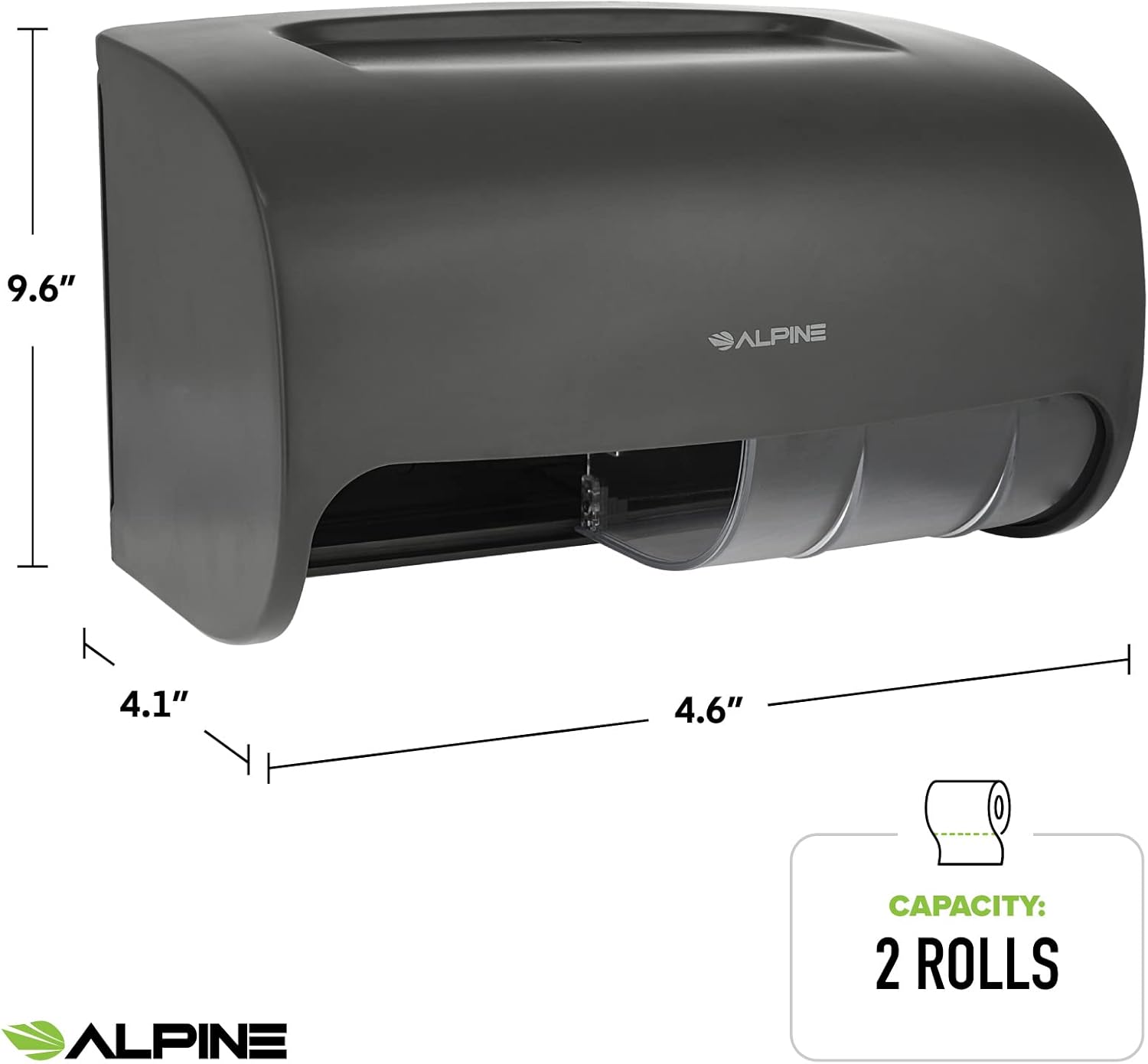 Side-by-Side Double Roll Toilet Tissue Dispenser, Gray