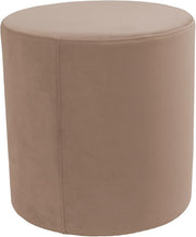 Everyday 18" Round Microfiber and Faux Leather Ottoman, 19" Height - Caffe