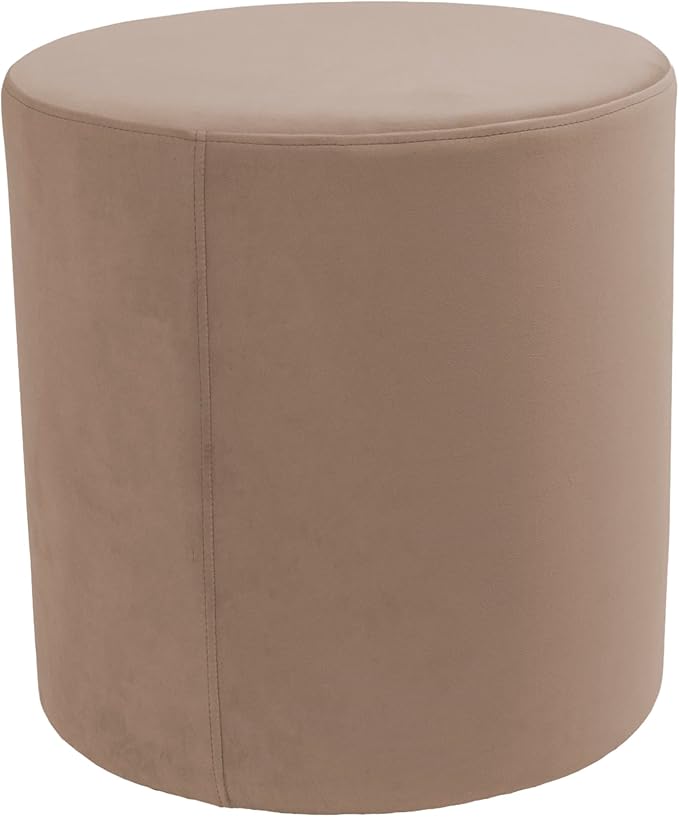 Everyday 18" Round Microfiber and Faux Leather Ottoman, 19" Height - Caffe