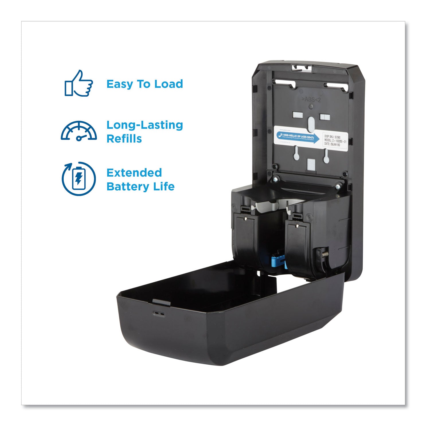 Automatic - Touch-free, Durable, Hygienic, Site Window - Black - 1 Carton