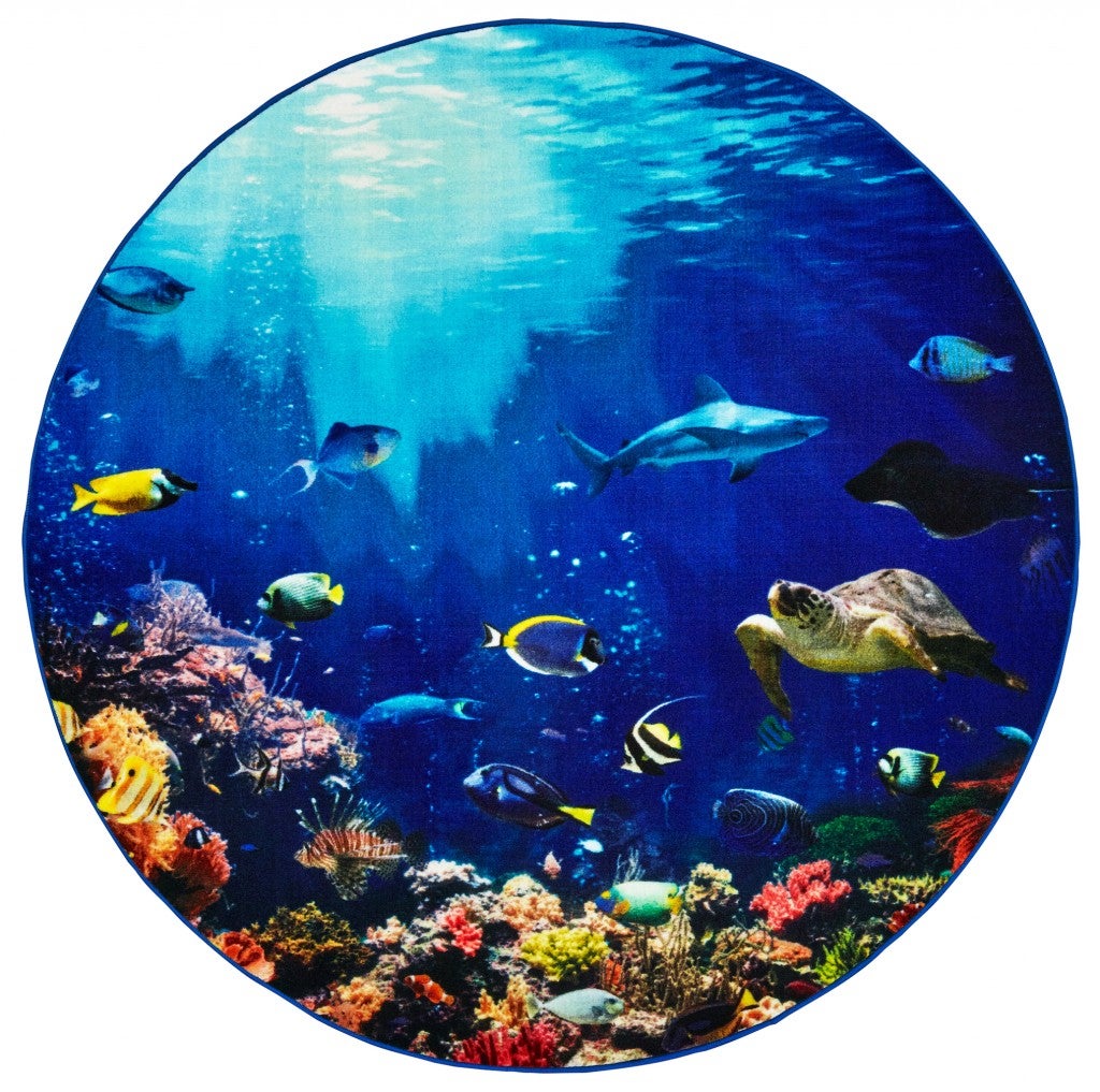 Explore the Ocean Rug - 6ft - Round - Blue