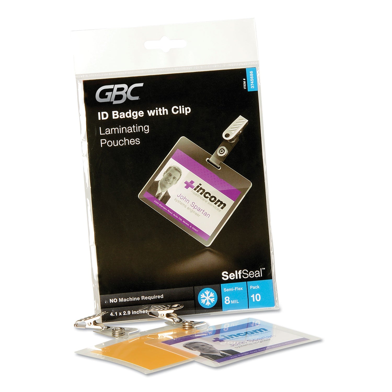 Laminating Pouch/Sheet Size: 2.94" Width x 4.12" Length x 8 mil Thickness - Glossy - for ID Badge, Document, Photo - Self-adhesive, Easy Peel, Durable - Clear - 10 / Pack