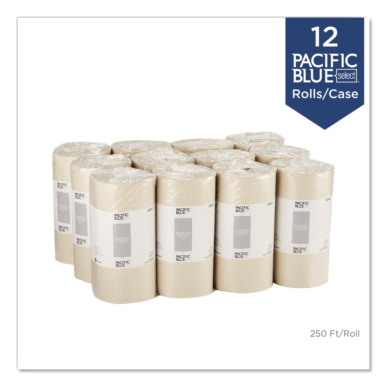 2 Ply - 11" Width x 8.80" Length - 250 Sheets/Roll - Brown - 12 / Carton