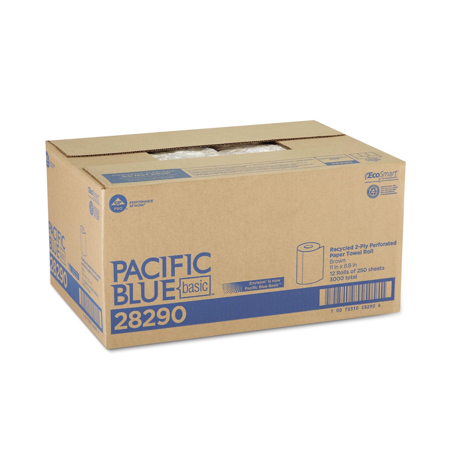 2 Ply - 11" Width x 8.80" Length - 250 Sheets/Roll - Brown - 12 / Carton