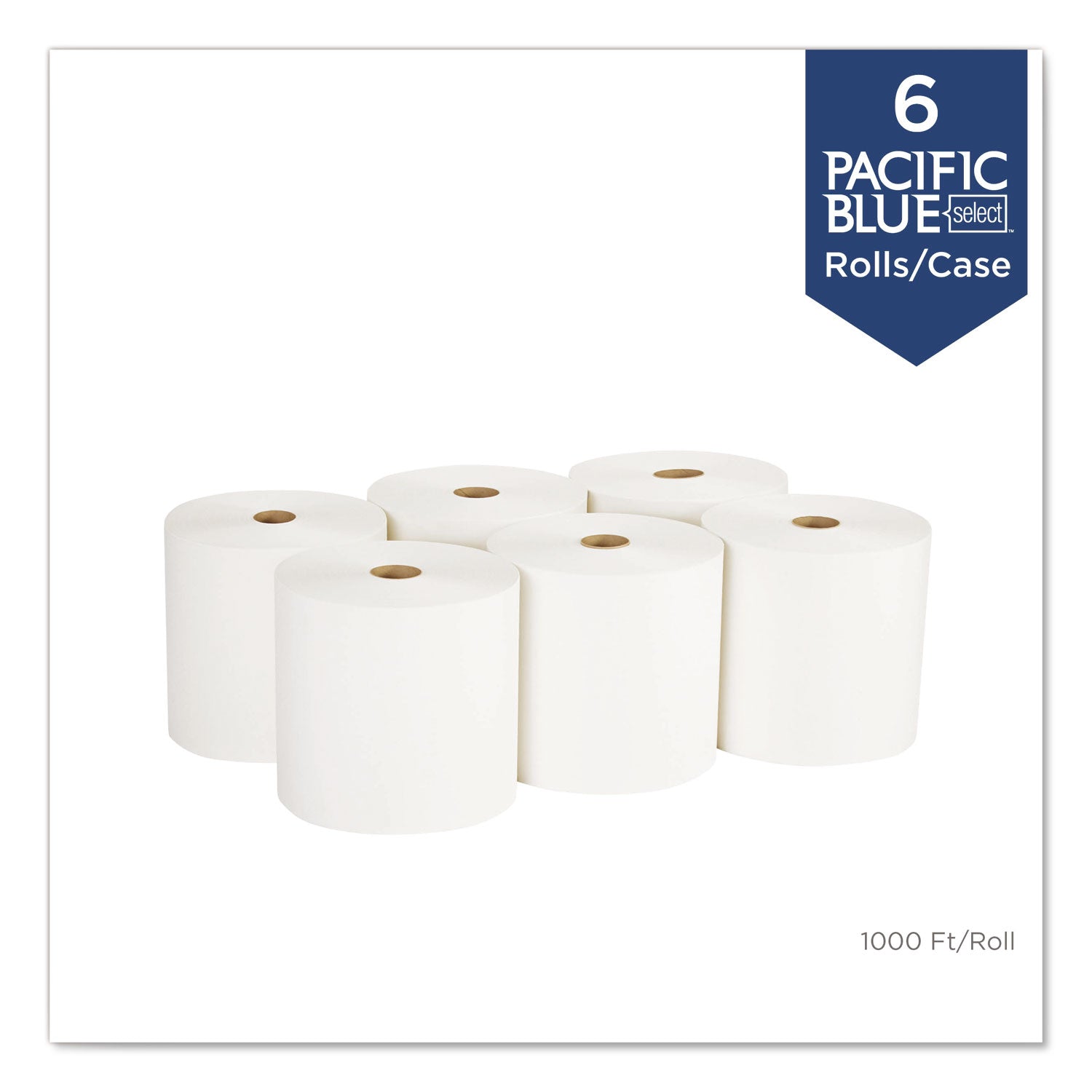 7.88" Width x 1000 ft Length - 1000 Sheets - 1 5/8" Core - White - Paper - 6 / Carton