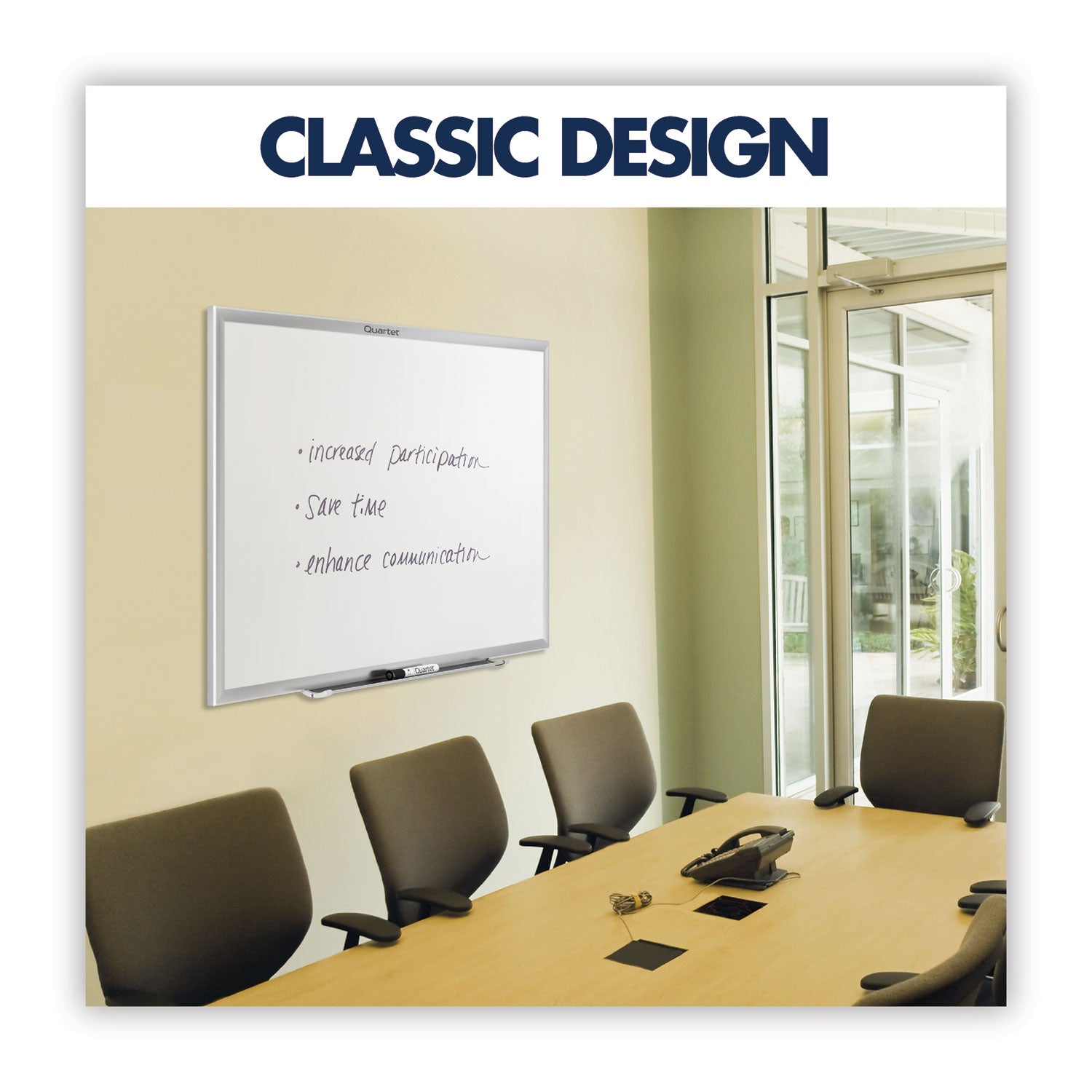 Quartet Classic Whiteboard - 24" (2 ft) Width x 18" (1.5 ft) Height - White Melamine Surface - Silver Aluminum Frame - Horizontal/Vertical - Durable, Smooth Surface, Flexible - 1 Each