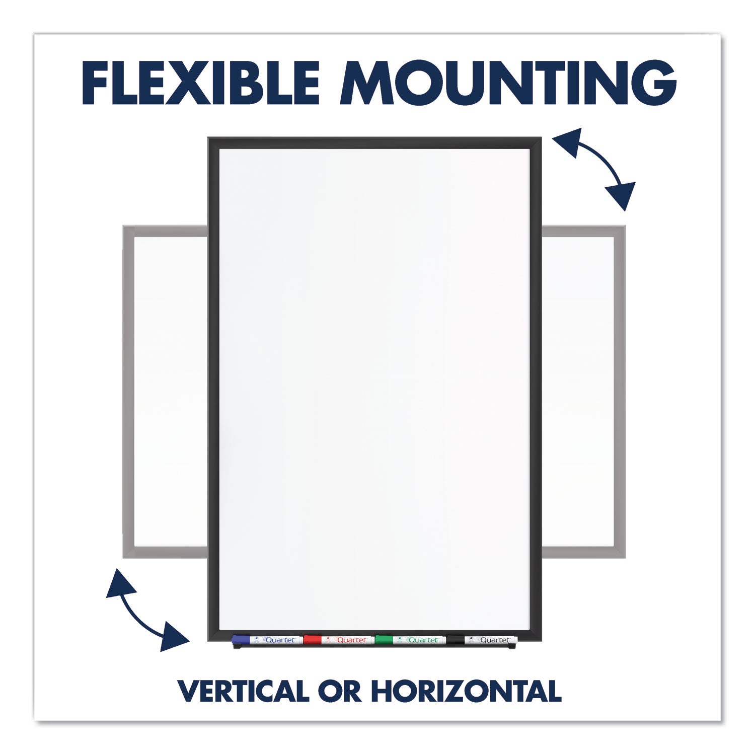 Quartet Classic Total Erase Whiteboard, 60" x 36", White Melamine Surface, Black Aluminum Frame, Horizontal/Vertical Mount, Includes Marker Tray, Dry Erase Marker, and Mounting Hardware, 1 Each