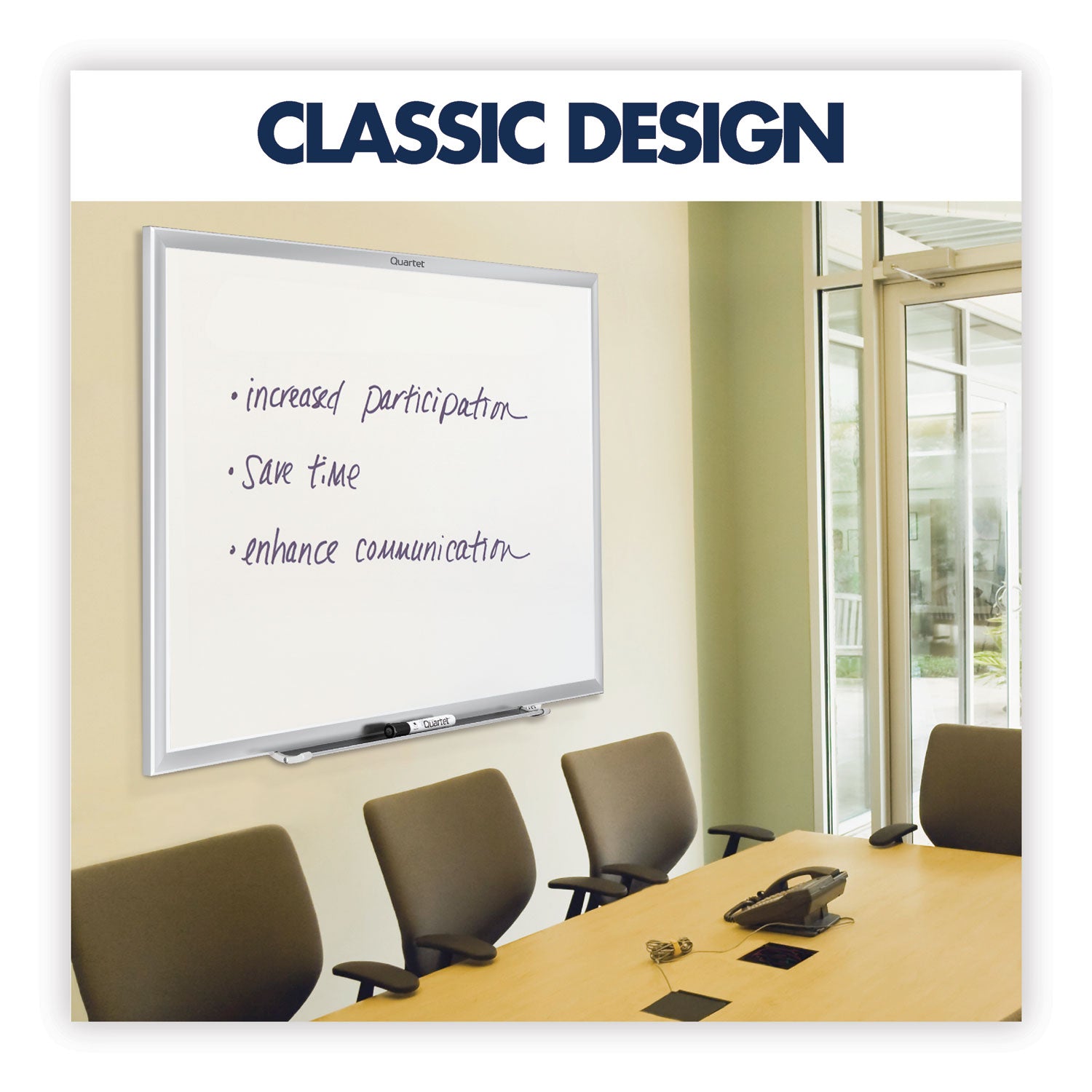 Quartet Classic Magnetic Whiteboard - 24" (2 ft) Width x 18" (1.5 ft) Height - White Painted Steel Surface - Silver Aluminum Frame - Horizontal/Vertical - Magnetic - 1 Each
