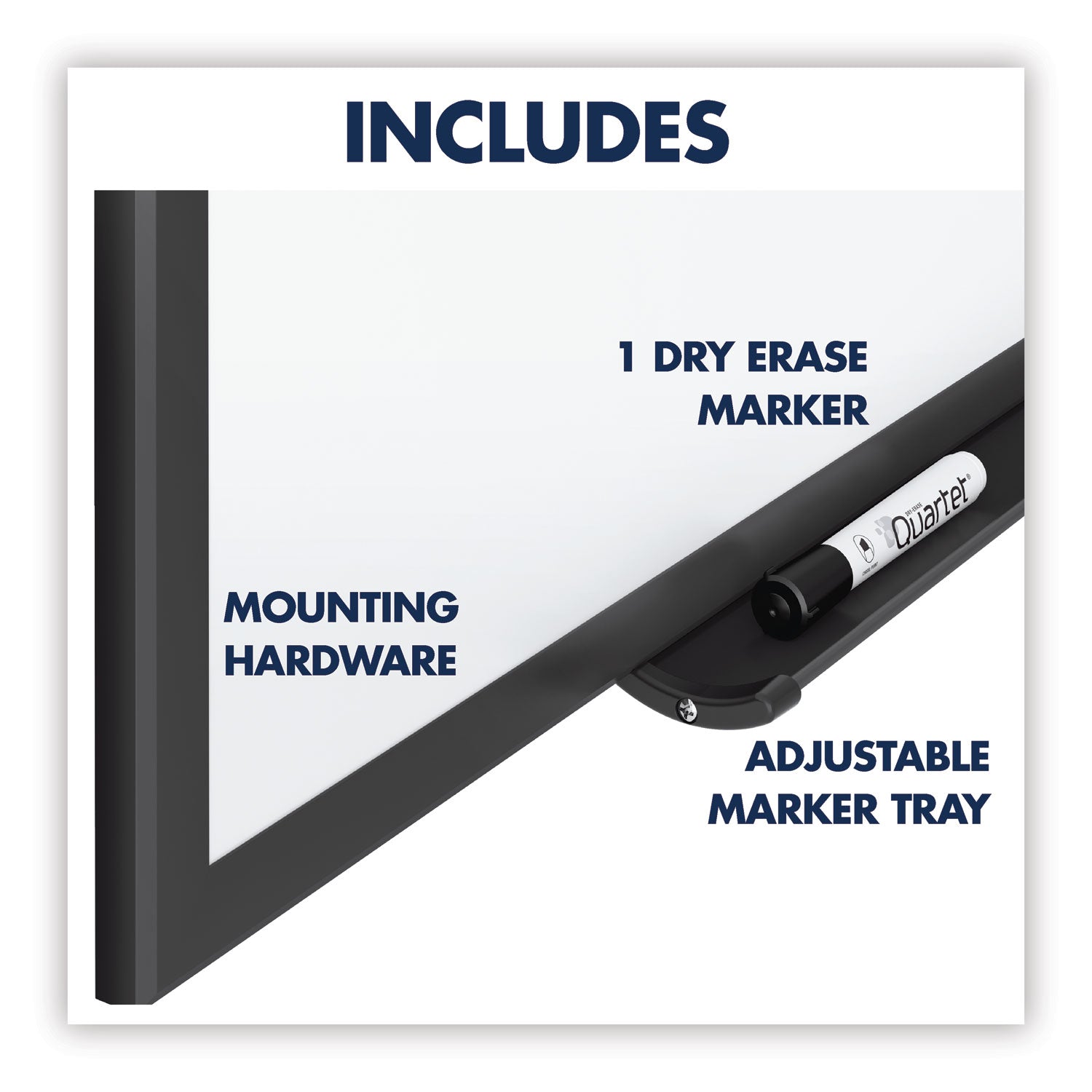 Quartet Classic Total Erase Whiteboard, 48" x 36", White Melamine Surface, Black Aluminum Frame, Horizontal/Vertical Mount, Includes Marker Tray, Dry Erase Marker, and Mounting Hardware, 1 Each