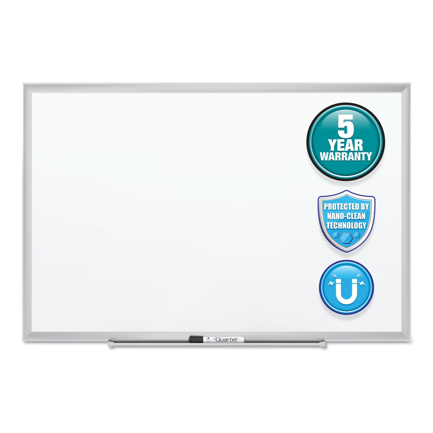 Quartet Classic Magnetic Whiteboard, 72" x 48", White Painted Steel Surface, Silver Aluminum Frame, Horizontal/Vertical Orientation, Magnetic, Includes Marker Tray and Dry Erase Marker, 1 Each