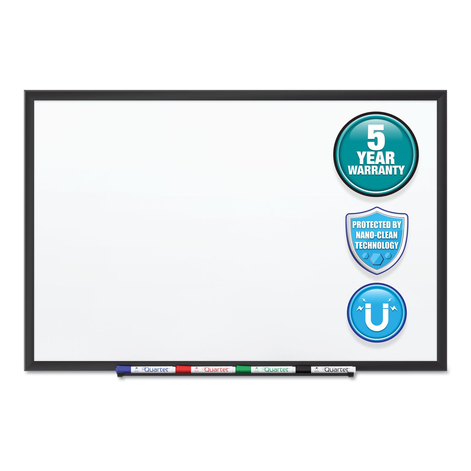 Quartet Classic Magnetic Whiteboard - 24" (2 ft) Width x 18" (1.5 ft) Height - White Painted Steel Surface - Black Aluminum Frame - Horizontal/Vertical - Magnetic - 1 Each