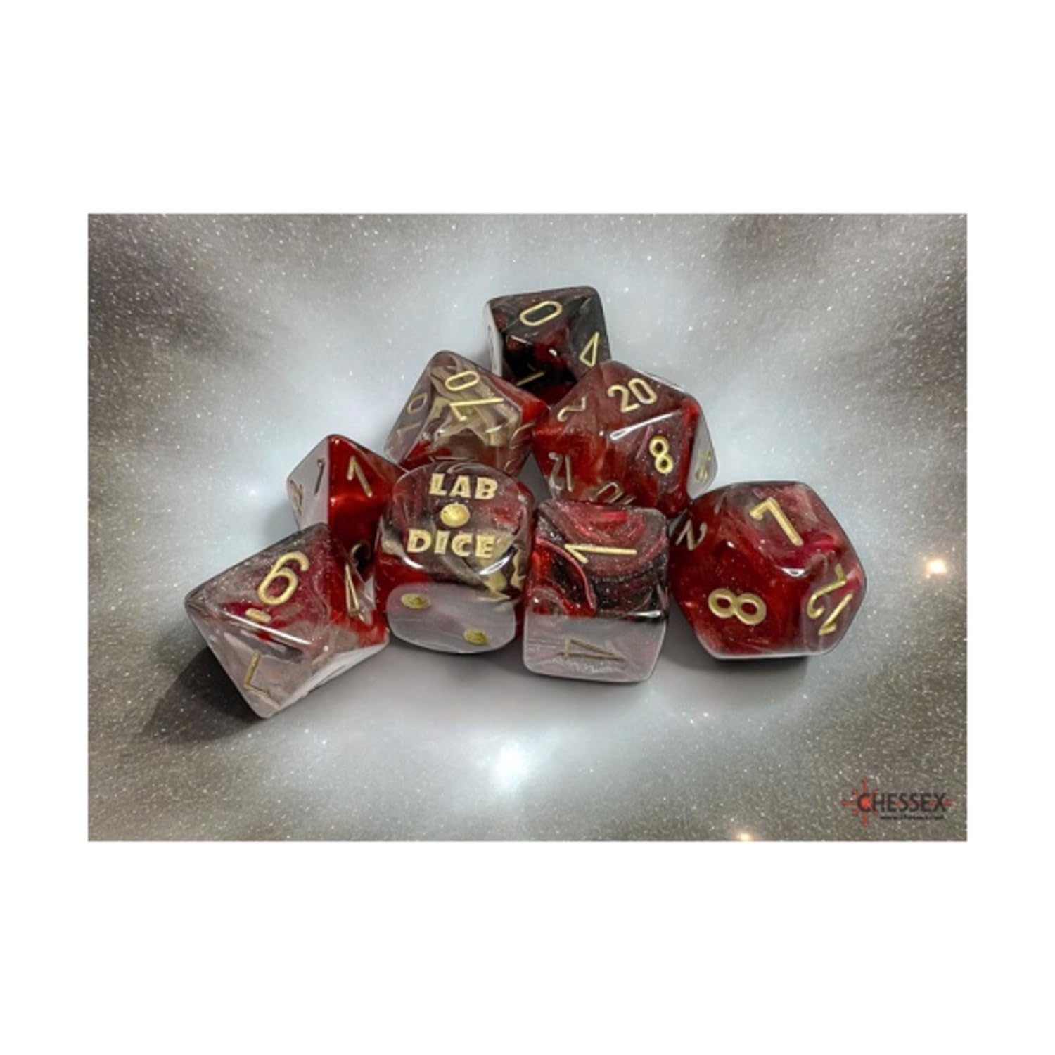 Lab Dice 8: Borealis Cosmos/gold Polyhedral 7-Die Set (with bonus die)