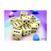 d6 Cube 16mm Opaque Pastel Yellow/black (12)