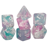 Wisteria Nebula Mini Dice with White Colored Numbers 10mm (3/8in) Set of 7 Chessex