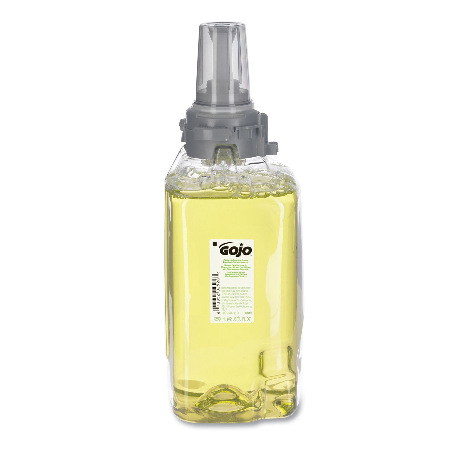Gojo&reg; ADX-12 GingerCitrus Handwash Refill - Ginger Citrus Scent - 1.32 quart - Pump Bottle Dispenser - Kill Germs - Hand, Skin, Hair, Body - Moisturizing - Green - Bio-based - 1 Each