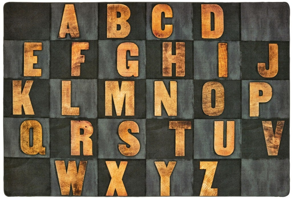 Rustic Wood Literacy Seating Rug Gray - 6ft x 9ft - Rectangle - Gray