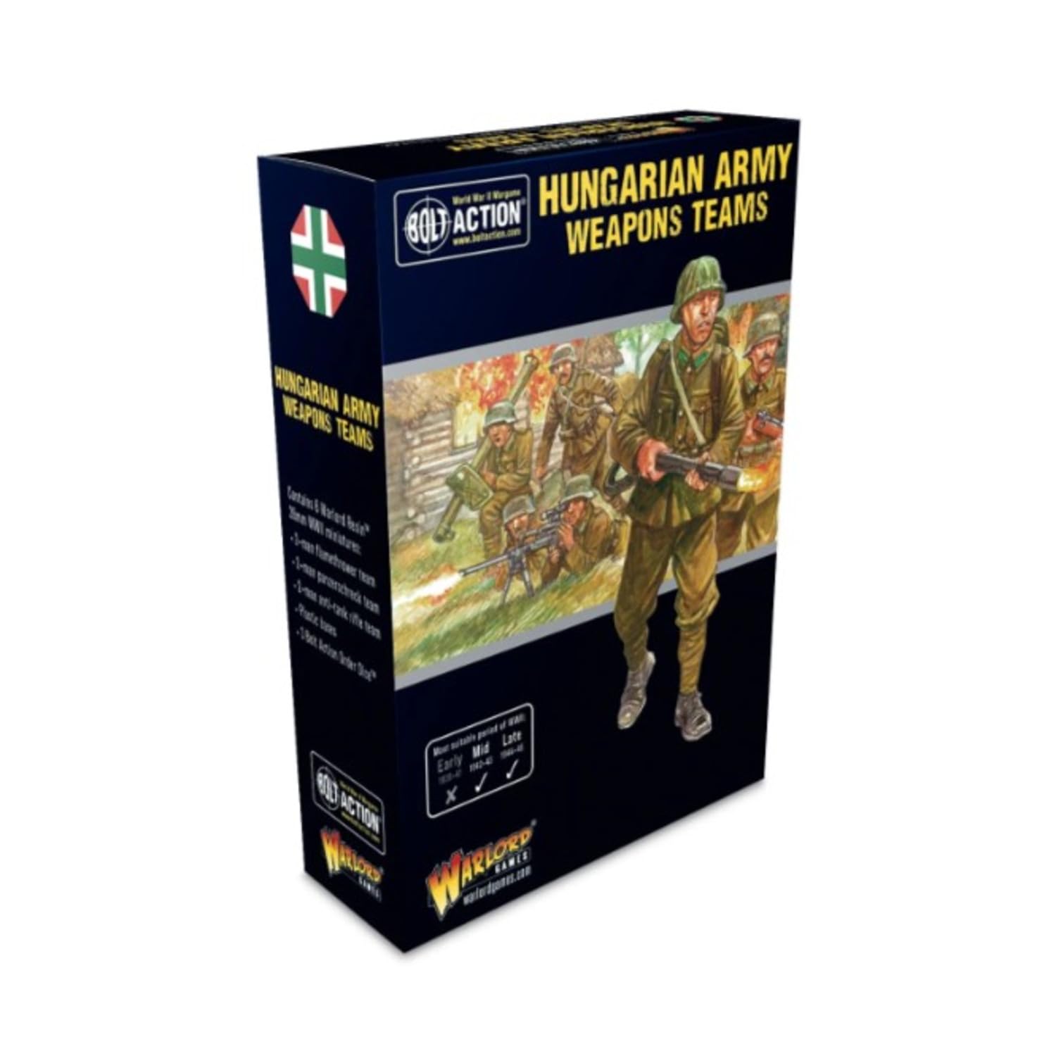 Warlord Games Bolt Action WWII Hungarian Army Weapons Teams Figures 1:56 Military Table Top Wargaming Plastic Model Kit 402217410