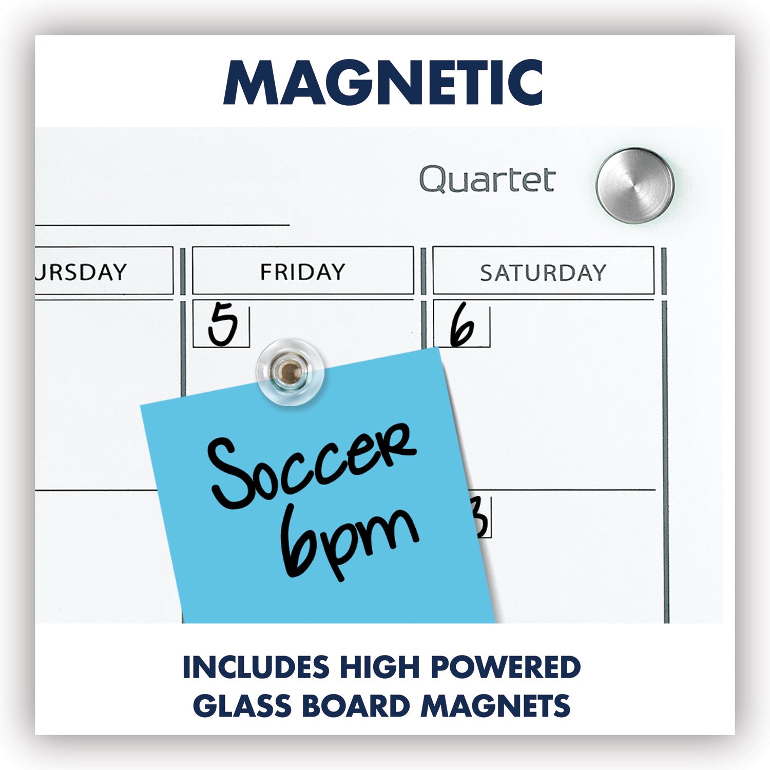 Monthly - 1 Month - White - Tempered Glass - 18" Height x 24" Width - Magnetic, Durable, Stain Resistant, Ghost Resistant, Scratch Resistant, Dent Resistant, Dry Erase Surface, Notes Area, Reusable - 1 Each