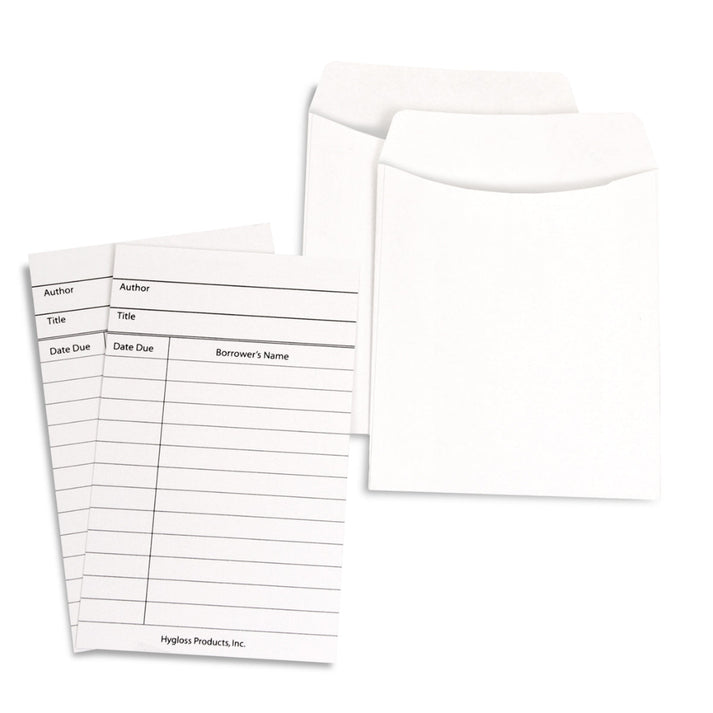 30 Library Pockets and 30 Library Cards, White