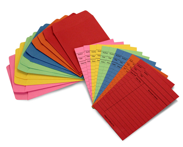 150 Library Pockets and 150 Library Cards, White