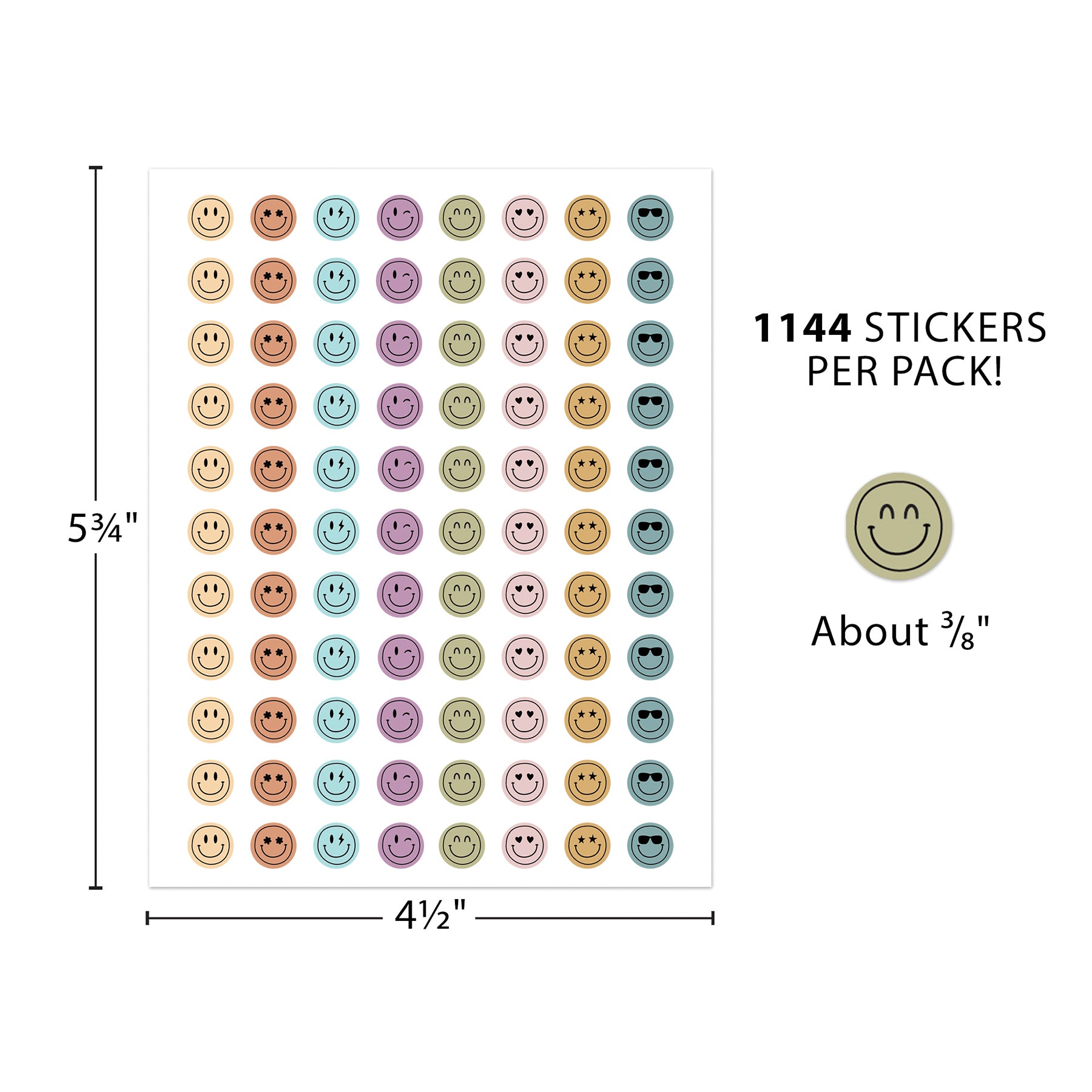 Calming Colors Smiley Faces Mini Stickers Valu-Pak, Pack of 1144