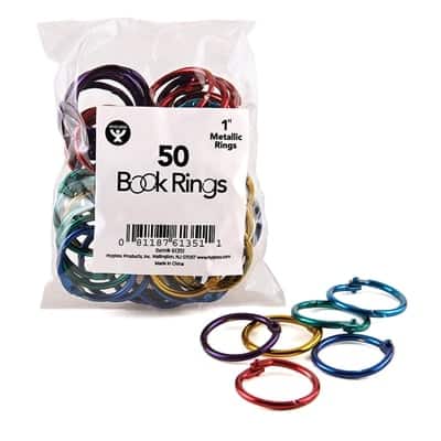 Book Rings - Assorted Metallic Colors, 50 Rings, 1 1/2"