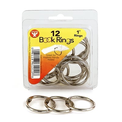 Book Rings in Counter Display - Assorted Metallic Colors, 500 Rings, 1 1/4"