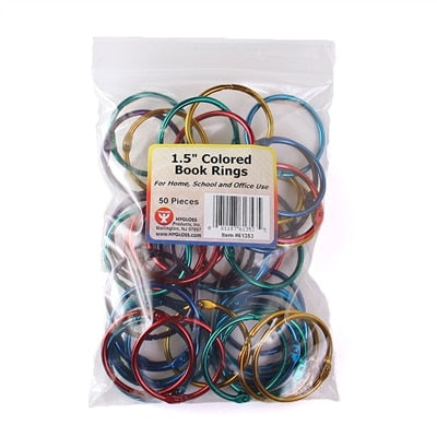 Book Rings - Assorted Metallic Colors, 36 Rings (9 ea. Of 4 sizes)