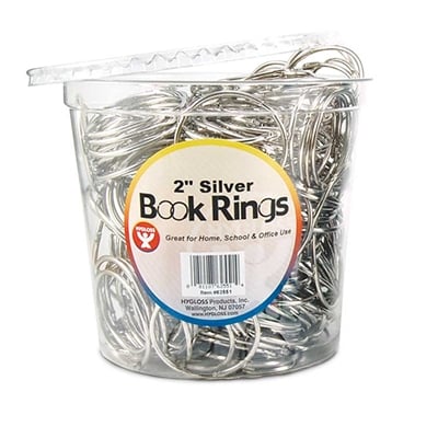 Book Rings - Assorted Metallic Colors, 12 Rings, 1 1/4"