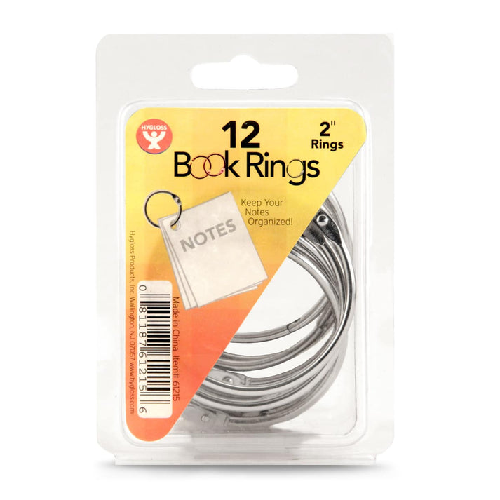 Book Rings - Silver, 12 Rings, 2"
