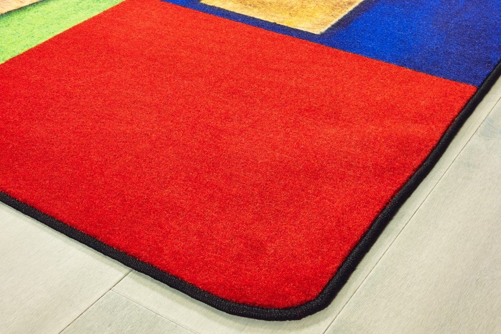 Rustic Wood Literacy Seating Rug - 6ft x 9ft - Rectangle - Multi