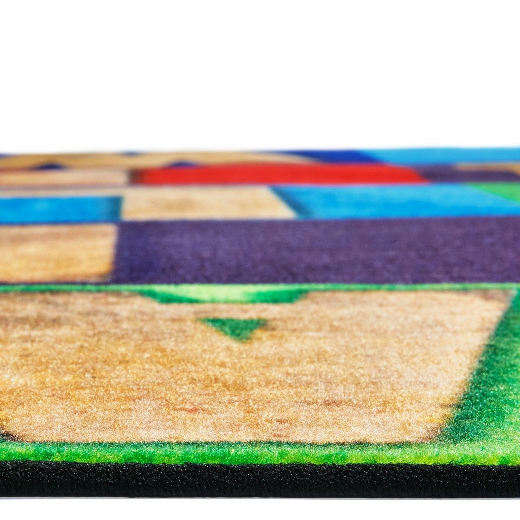 Rustic Wood Literacy Seating Rug - 6ft x 9ft - Rectangle - Multi